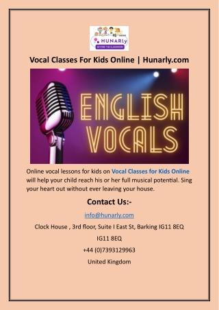 Vocal Classes For Kids Online Hunarly.com