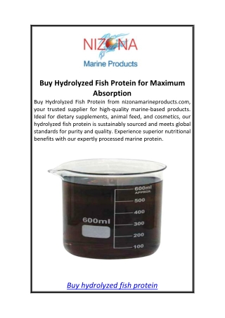 Buy Hydrolyzed Fish Protein for Maximum Absorption