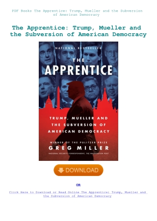 PDF Books The Apprentice Trump  Mueller and the Subversion of American Democracy