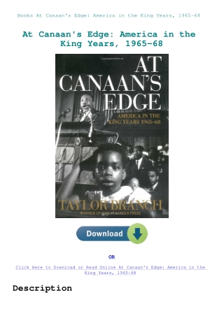 Books At Canaan's Edge America in the King Years  1965-68
