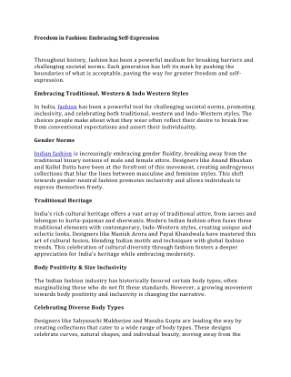 Freedom in Fashion Embracing Self-Expression