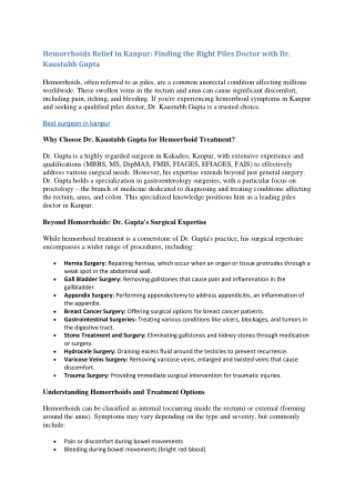 Best Surgeon in Kanpur | Hernia Surgeon | Gastro | Gall Bladder Doctor | Varicos