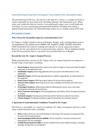 Best Surgeon in Kanpur | Hernia Surgeon | Gastro | Gall Bladder Doctor | Varicos