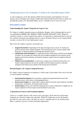 Best Surgeon in Kanpur | Hernia Surgeon | Gastro | Gall Bladder Doctor | Varicos