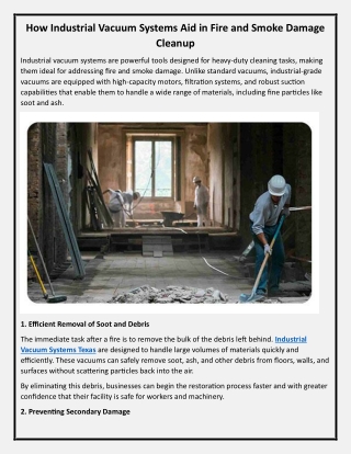 How Industrial Vacuum Systems Aid in Fire and Smoke Damage Cleanup