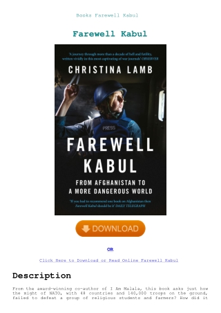 Books Farewell Kabul