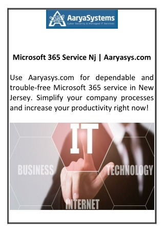 Microsoft 365 Service Nj | Aaryasys.com