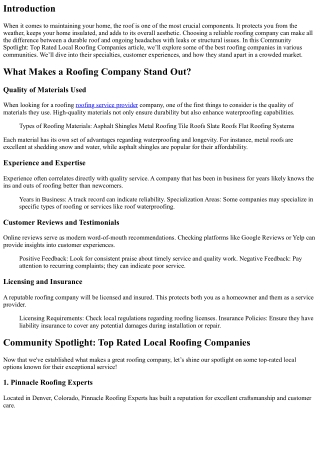 “Community Spotlight: Top Rated Local Roofing Companies”