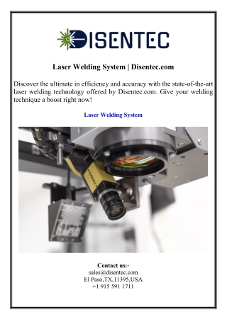 Laser Welding System  Disentec.com