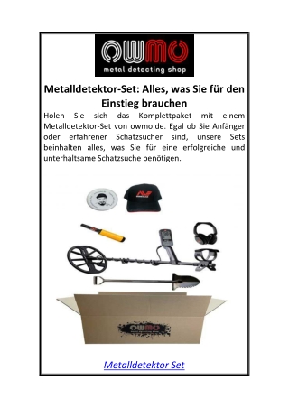 Metalldetektor Set Alles was Sie für den Einstieg brauchen
