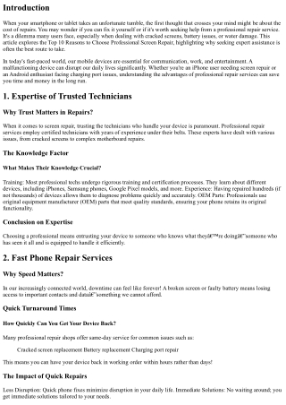 Top 10 Reasons to Choose Professional Screen Repair