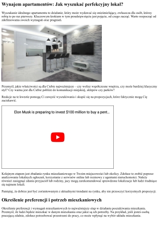 Wynajem mieszkań: Jak wyszukać idealny apartament?