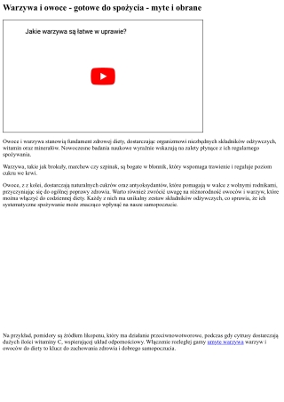 Warzywa i owoce - z certyfikatem HACCP - myte i obrane