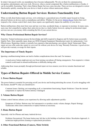 Button Repair Services: Restore Functionality Fast
