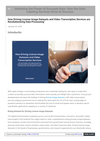 How Driving License Image Datasets and Video Transcription Services are Revolutionizing Data Processing