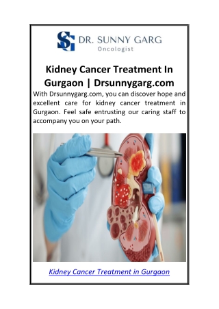 Kidney Cancer Treatment In Gurgaon  Drsunnygarg.com