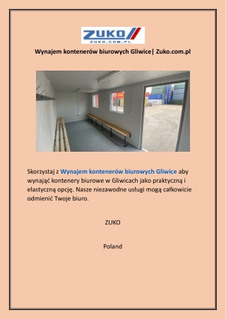 Wynajem kontenerów biurowych Gliwice Zuko.com.pl