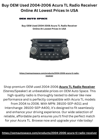 Buy OEM Used 2004-2006 Acura TL Radio Receiver Online At Lowest Prices In USA