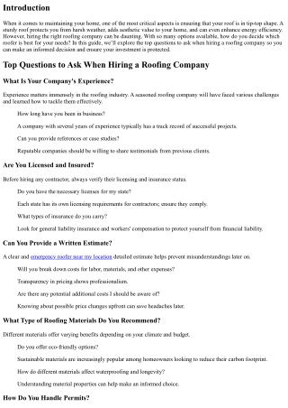 “Top Questions to Ask When Hiring a Roofing Company”