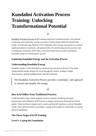 Kundalini Activation Process Training: Unlocking Transformational Potential
