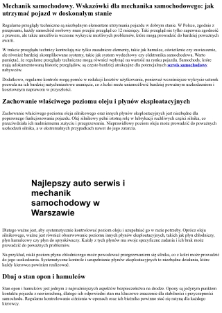 Auto mechanik. Porady dla specjalisty samochodowego: jak utrzymać pojazd w dosko