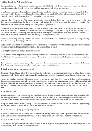 How to ask out a reluctant woman