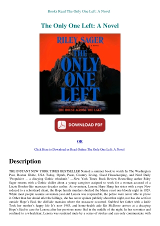 Books Read The Only One Left A Novel