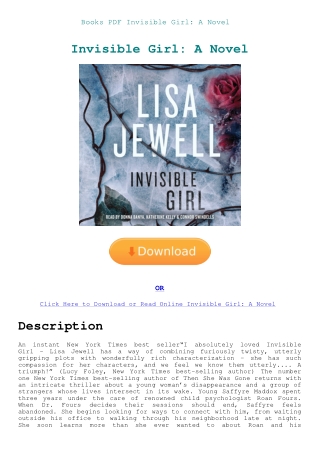 Books PDF Invisible Girl A Novel