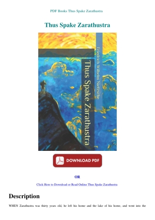 PDF Books Thus Spake Zarathustra