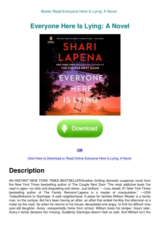 Books Read Everyone Here Is Lying A Novel