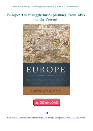 PDF Books Europe The Struggle for Supremacy  from 1453 to the Present