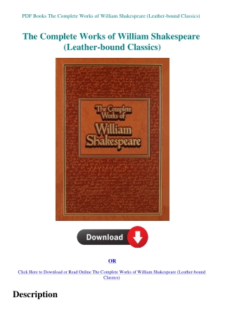 PDF Books The Complete Works of William Shakespeare (Leather-bound Classics)