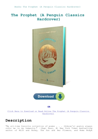 Books  The Prophet (A Penguin Classics Hardcover)