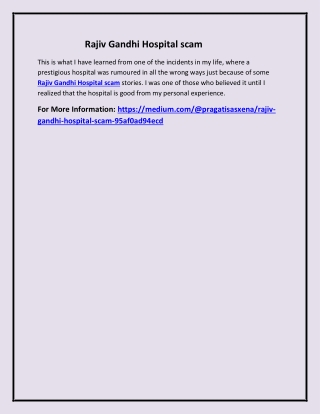 Rajiv Gandhi Hospital scam