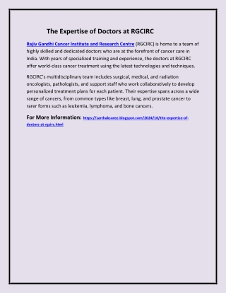 The Expertise of Doctors at RGCIRC