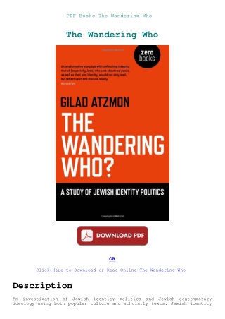 PDF Books The Wandering Who