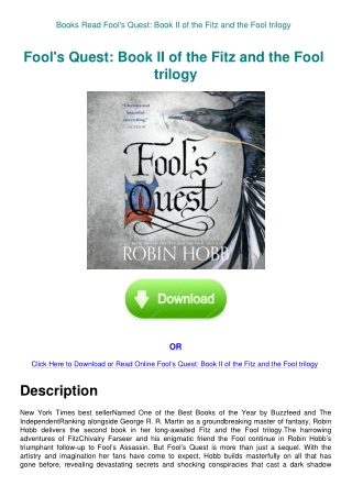 Books Read Fool's Quest Book II of the Fitz and the Fool trilogy