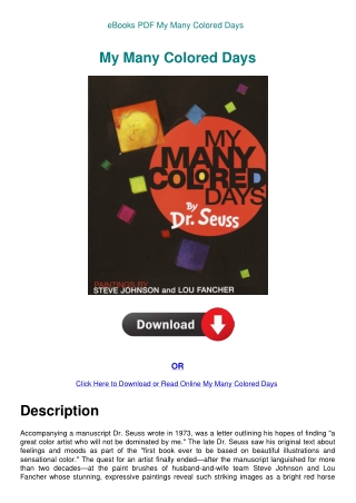 eBooks PDF My Many Colored Days