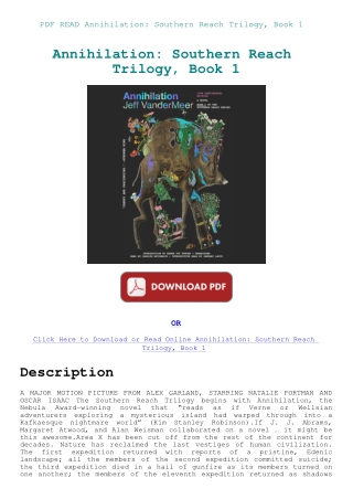 PDF READ Annihilation Southern Reach Trilogy  Book 1