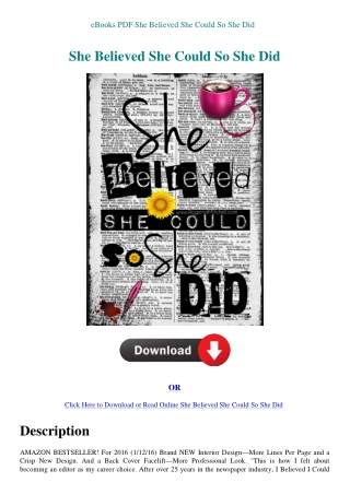 eBooks PDF She Believed She Could So She Did