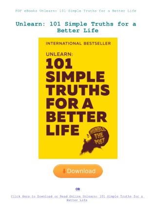 PDF eBooks Unlearn 101 Simple Truths for a Better Life
