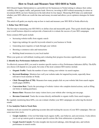 How to Track and Measure Your SEO ROI in Noida