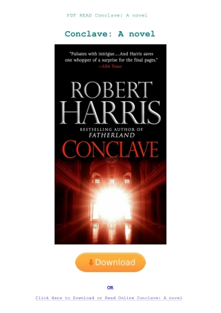 PDF READ Conclave A novel