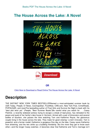 Books PDF The House Across the Lake A Novel