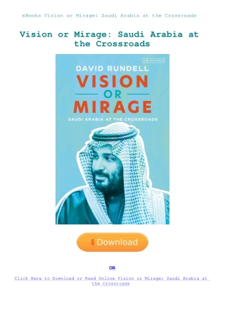 eBooks Vision or Mirage Saudi Arabia at the Crossroads