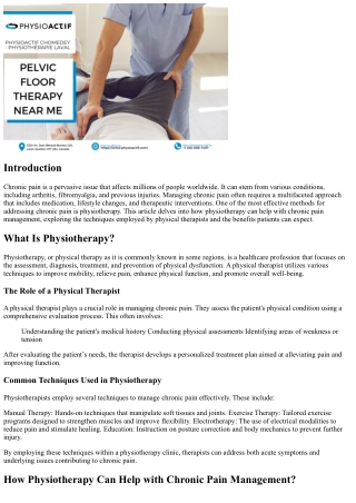 How Physiotherapy Can Help with Chronic Pain Management