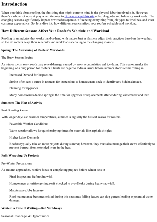“How Different Seasons Affect Your Roofer's Schedule and Workload”