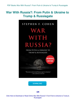 PDF Books War With Russia From Putin & Ukraine to Trump & Russiagate