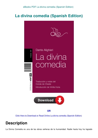 eBooks PDF La divina comedia (Spanish Edition)