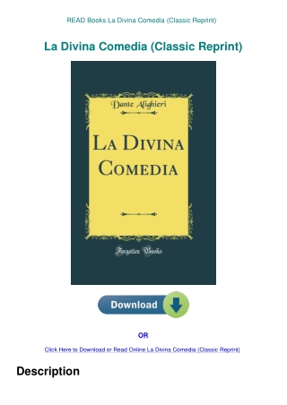 READ Books La Divina Comedia (Classic Reprint)